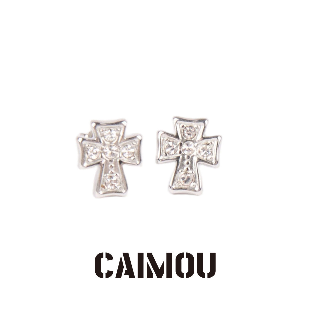 Cubic Zirconia Cross Stud Earrings