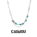 Octagram Green Stone Spliced Necklace