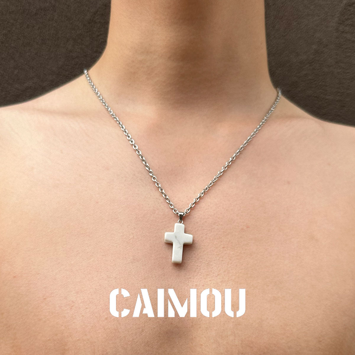 Stone Cross Pendant Necklace