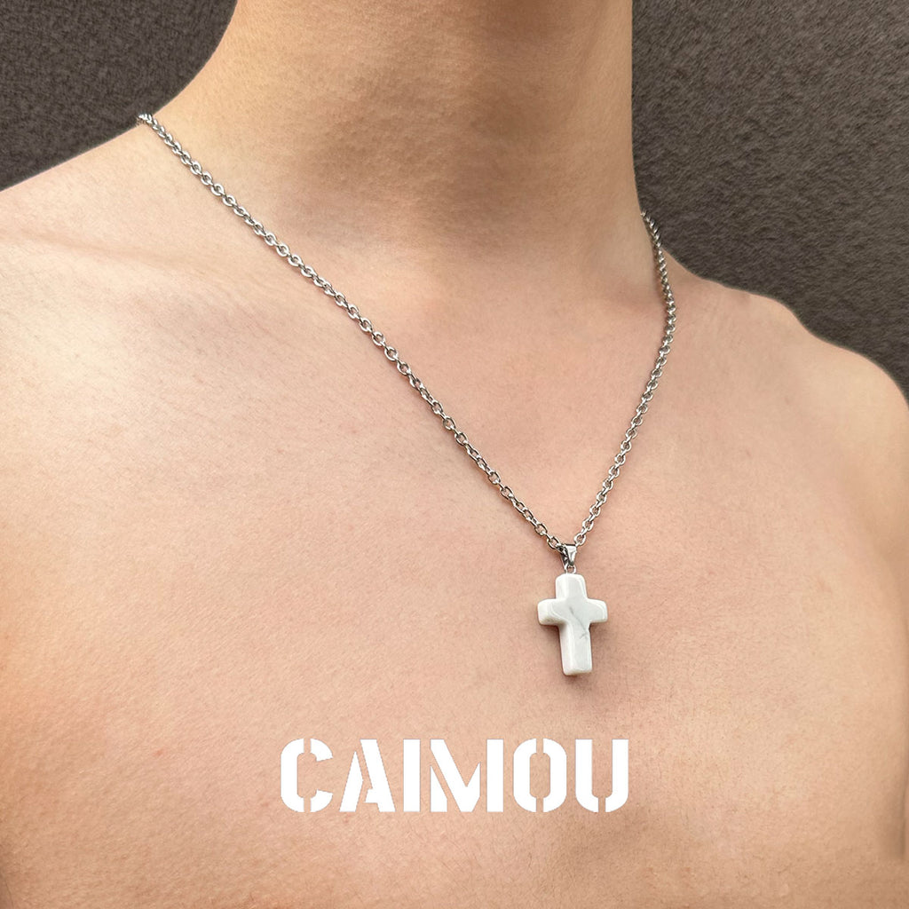 Stone Cross Pendant Necklace