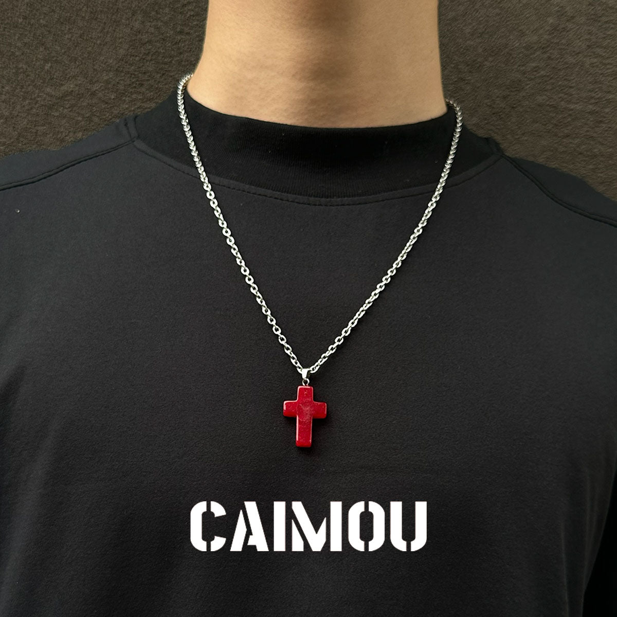 Stone Cross Pendant Necklace