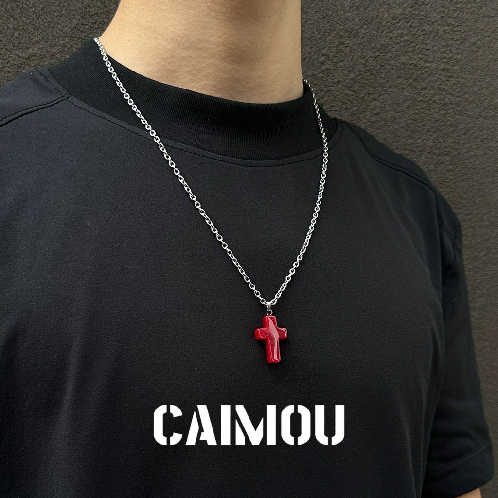 Stone Cross Pendant Necklace