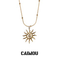 Golden Spiral Sun Pendant Necklace