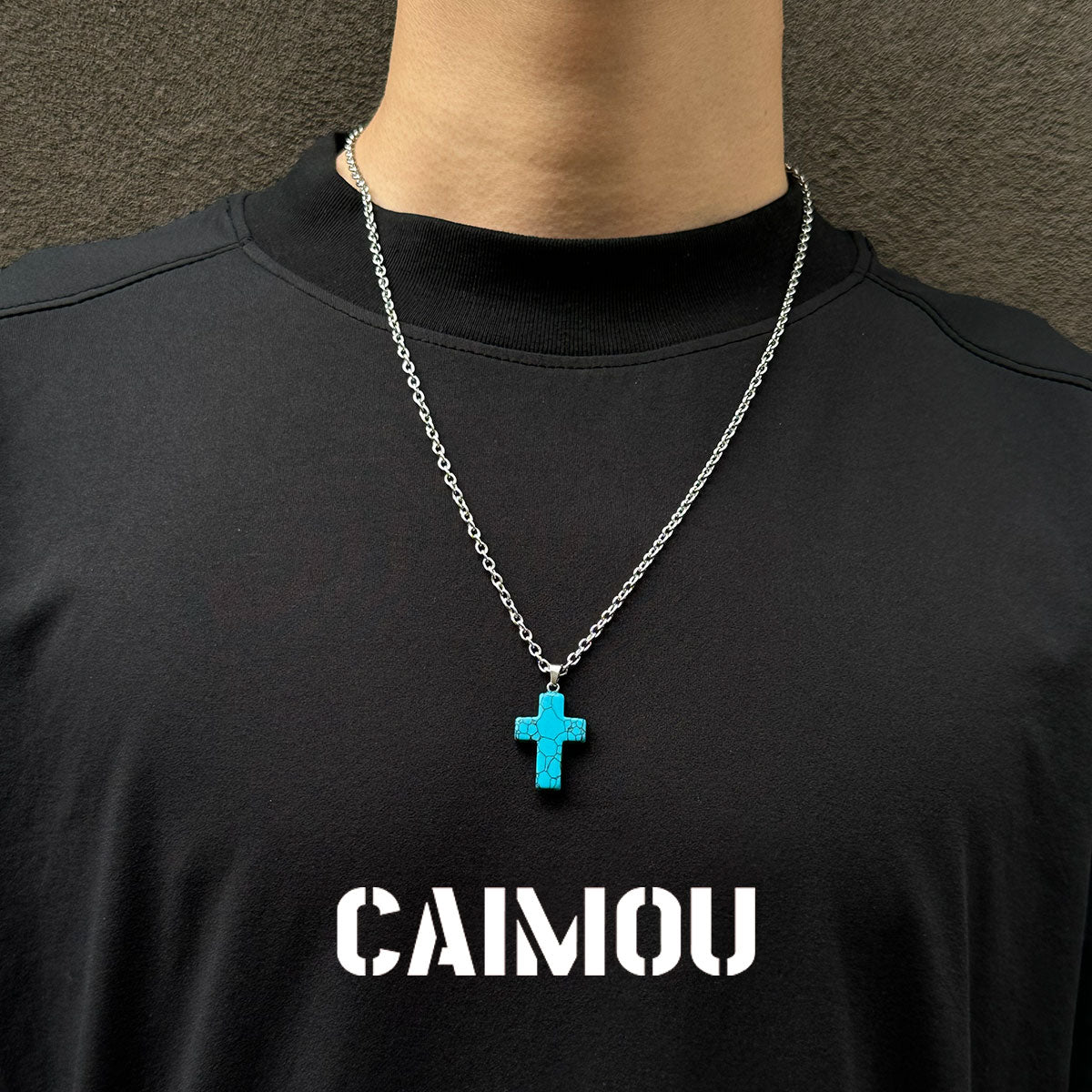 Stone Cross Pendant Necklace