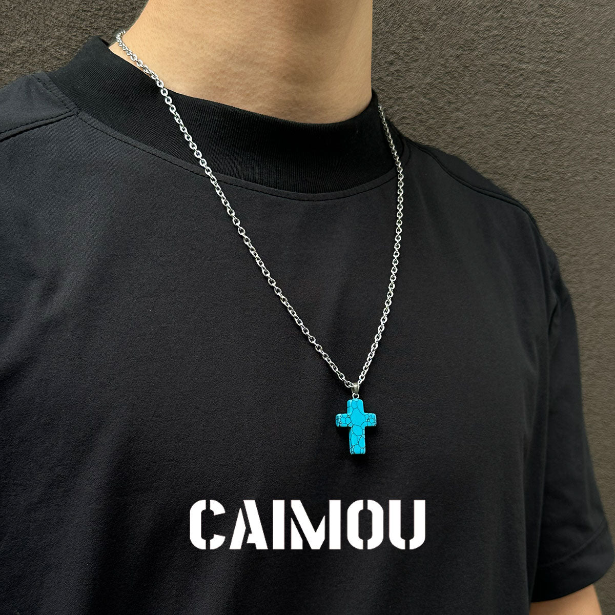 Stone Cross Pendant Necklace