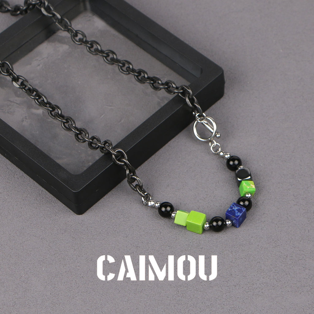 Colorful square black pearl bracelet