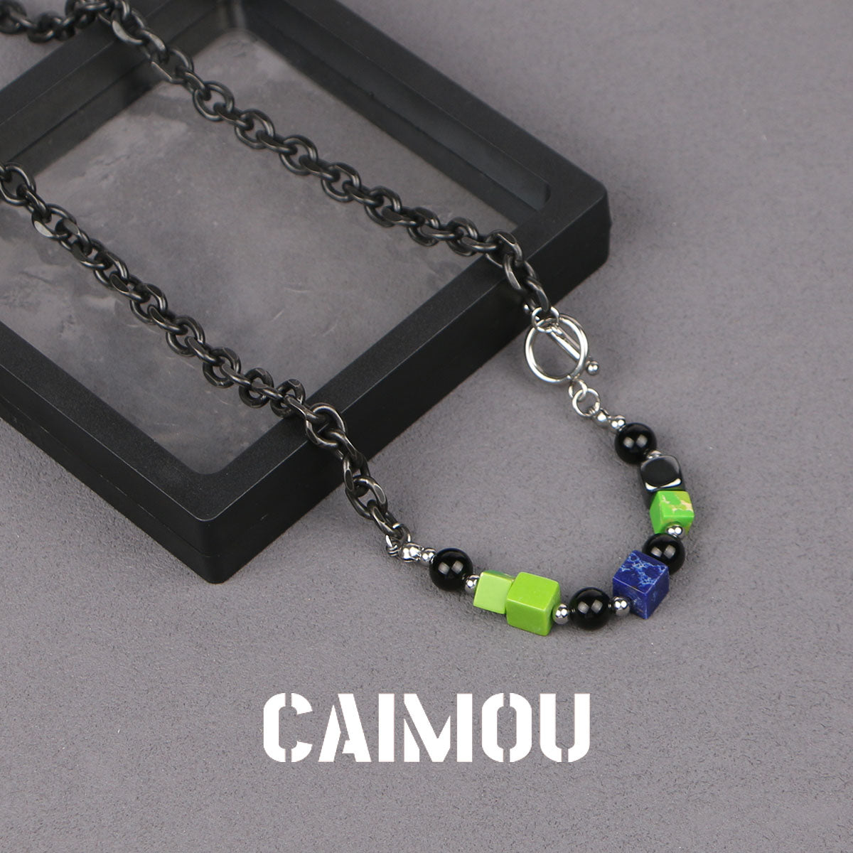 Colorful square black pearl bracelet