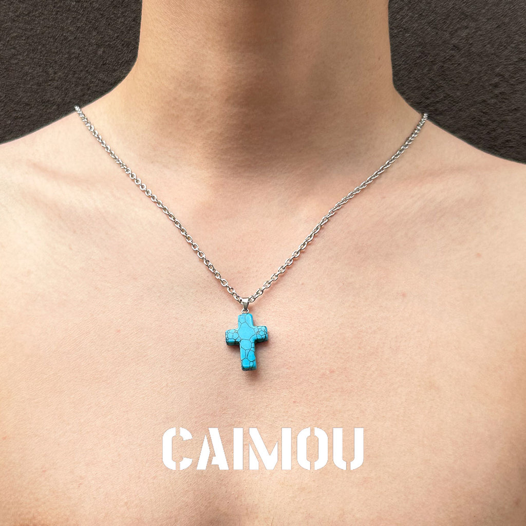 Stone Cross Pendant Necklace