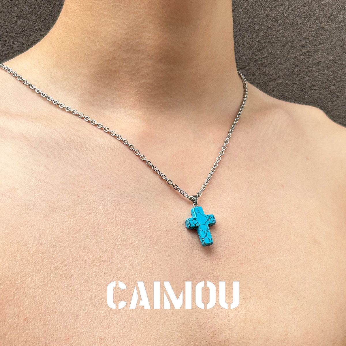 Stone Cross Pendant Necklace