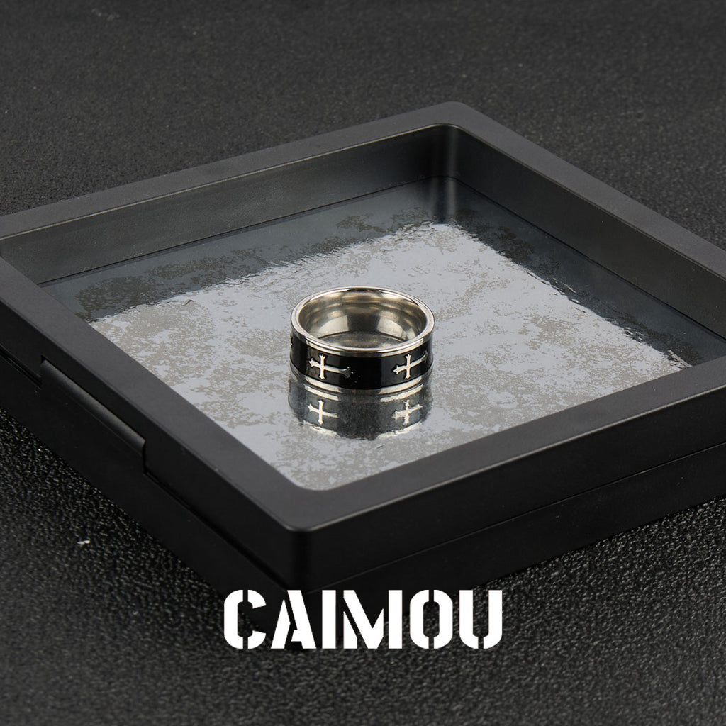 Black Cross Stainless Steel Band Ring