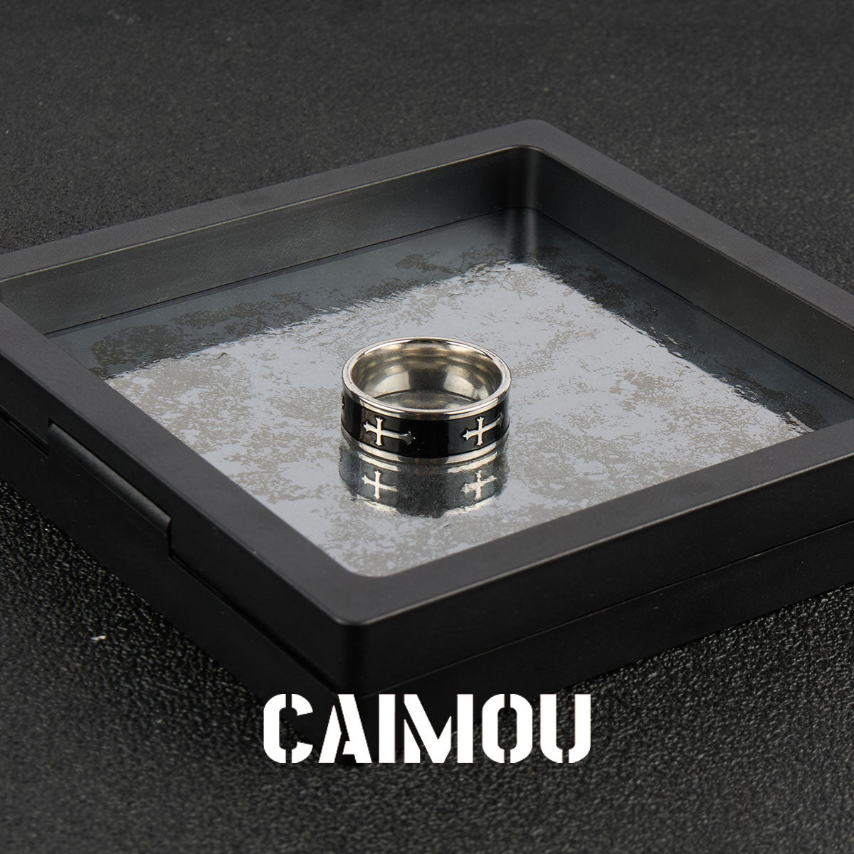 Black Cross Stainless Steel Band Ring