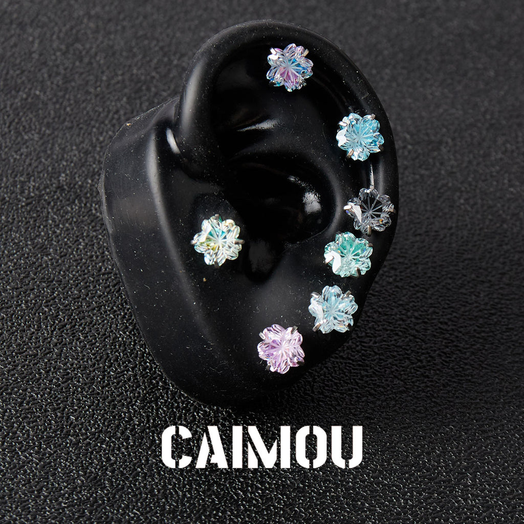 Sakura Cut Flower Zircon Stud Earrings