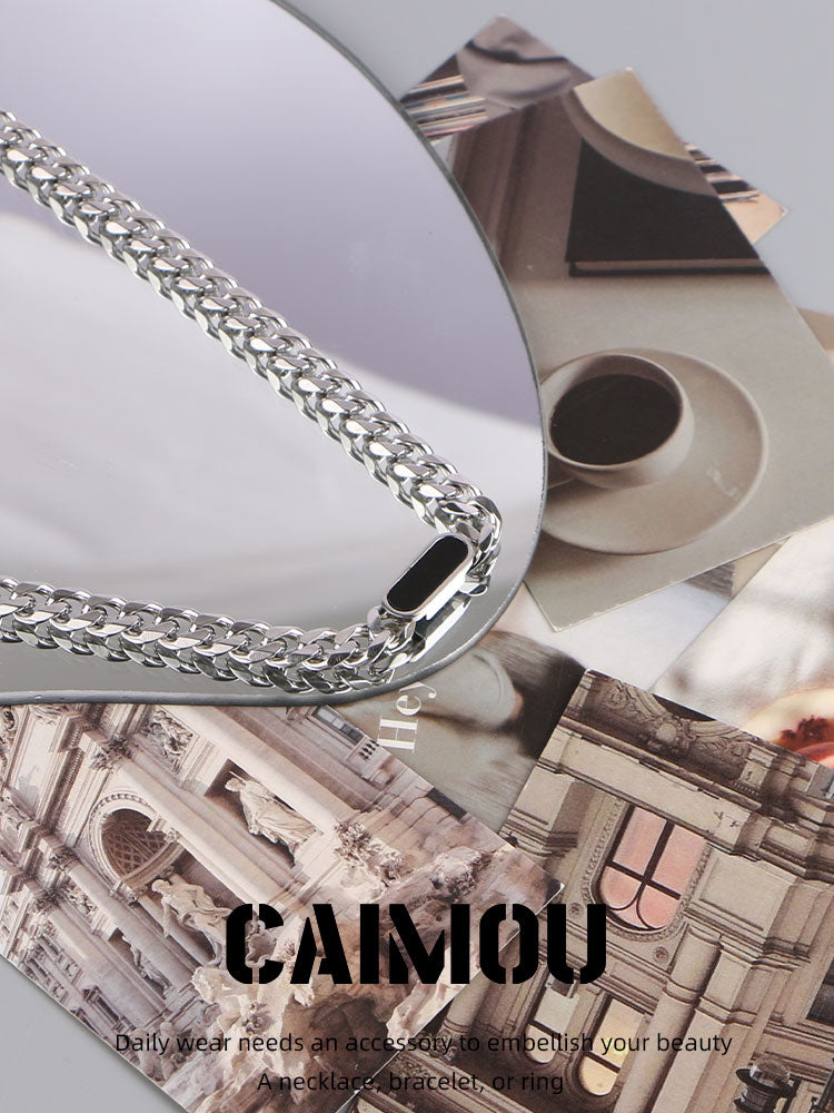 Geometric Black Tag Curb Necklace