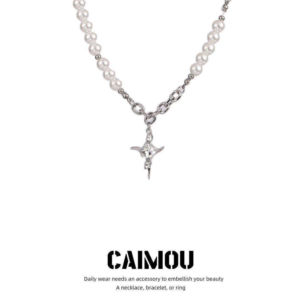 Star Zircon Pearl Spliced Necklace