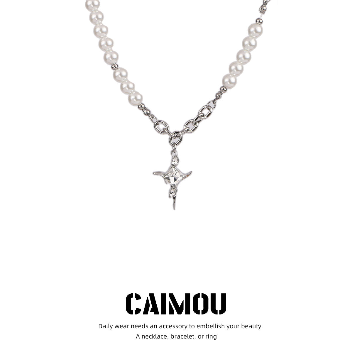 Star Zircon Pearl Spliced Necklace