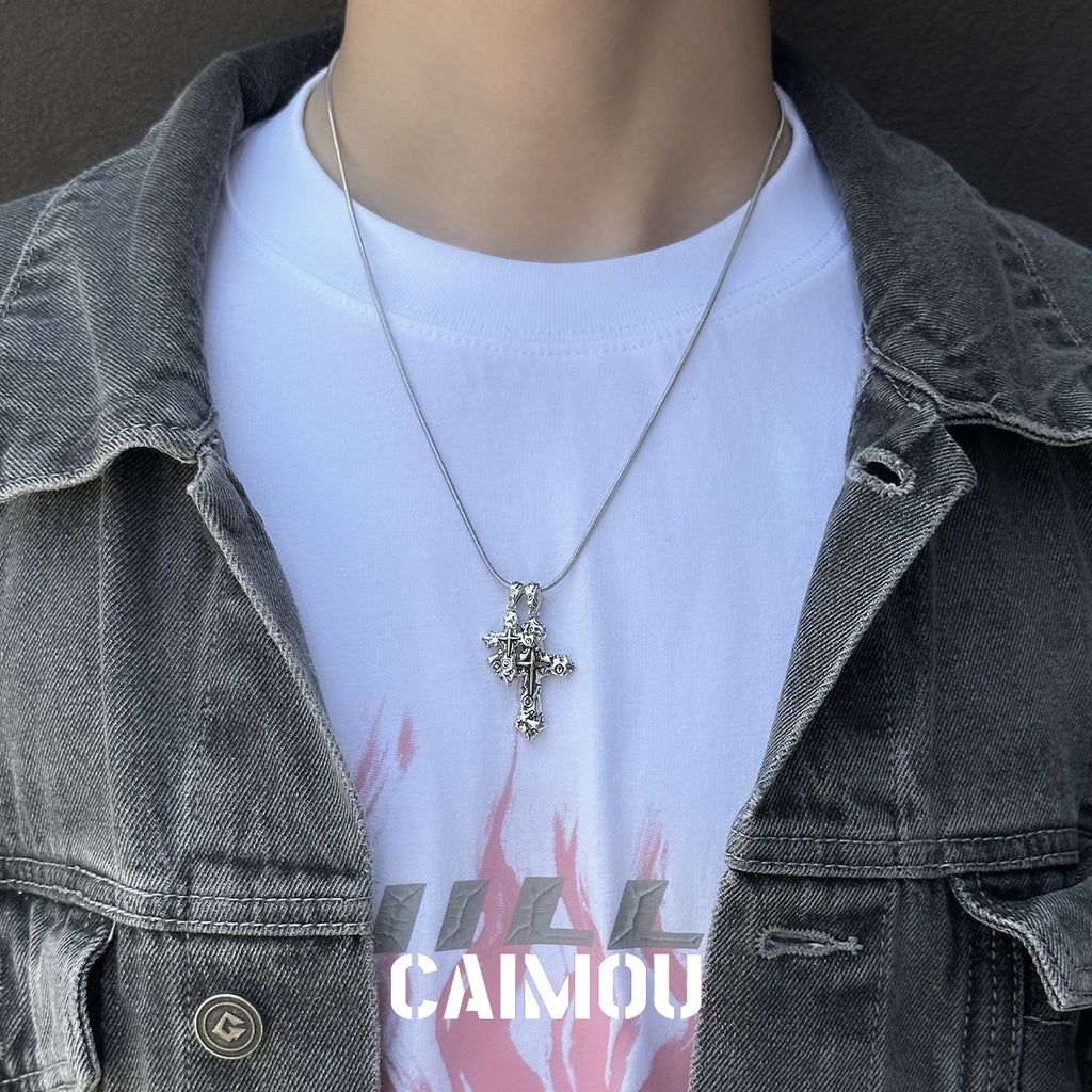✝️🔤Letter Double Cross Necklace