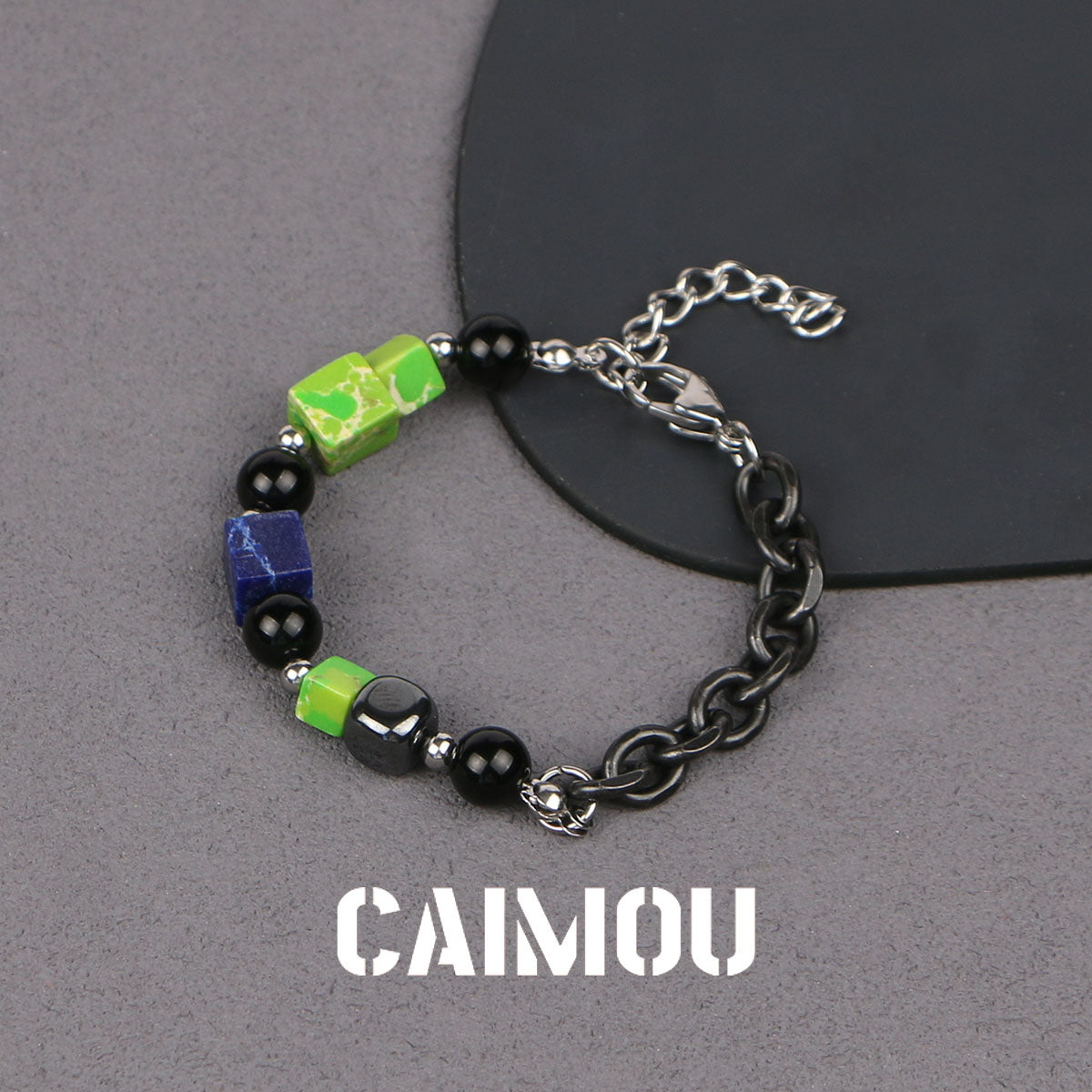 Colorful square black pearl bracelet