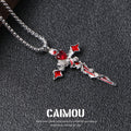 Cross Red Rose Necklace