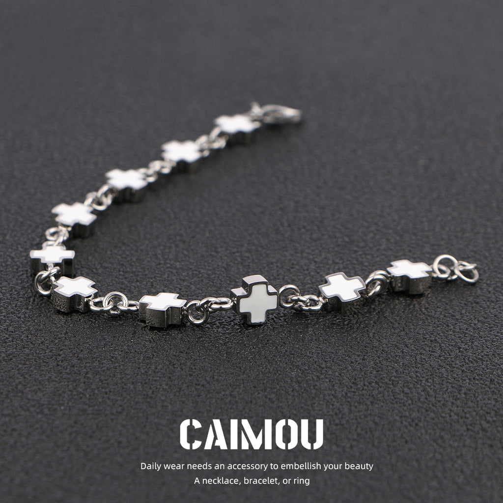 Black and white cross bracelet