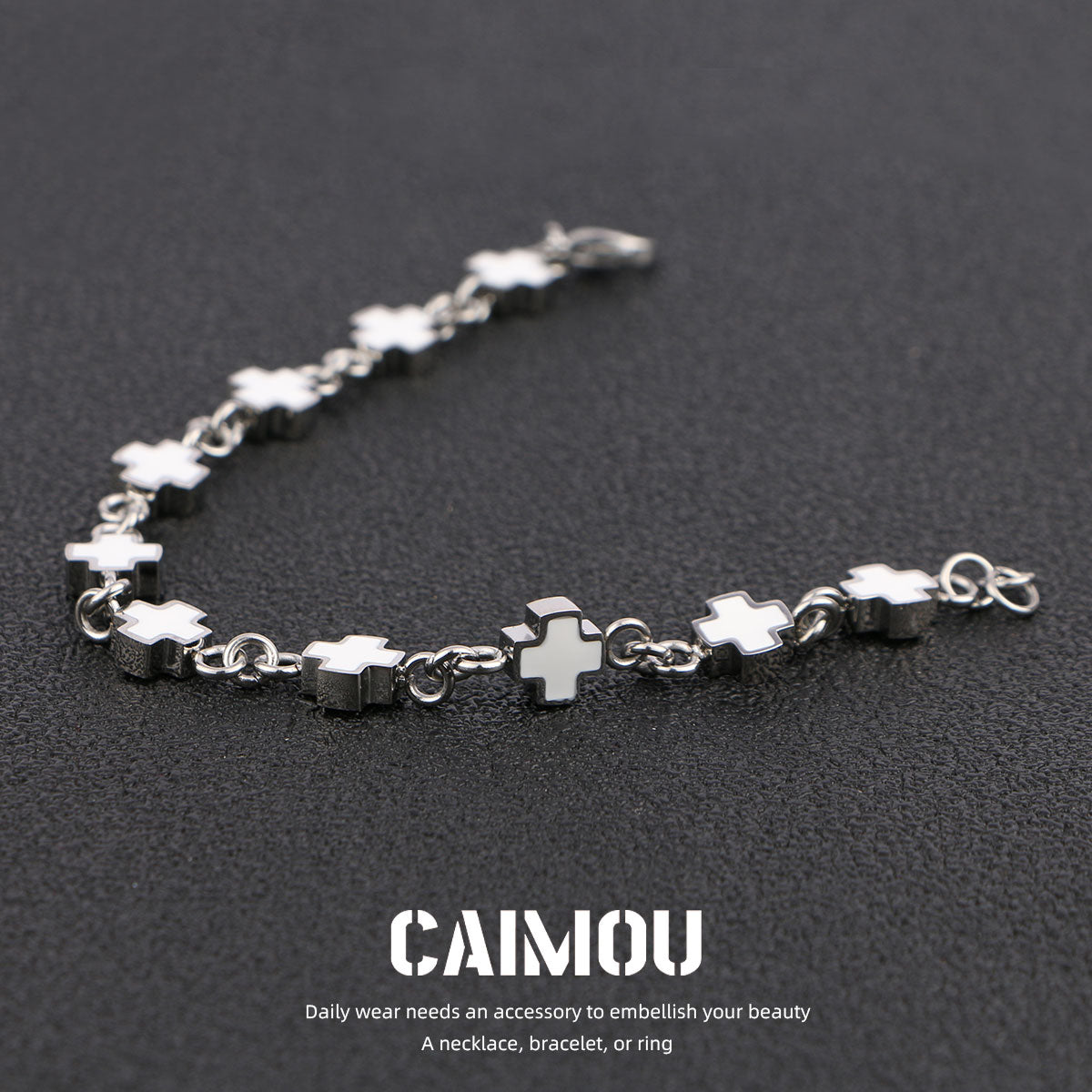Black and white cross bracelet