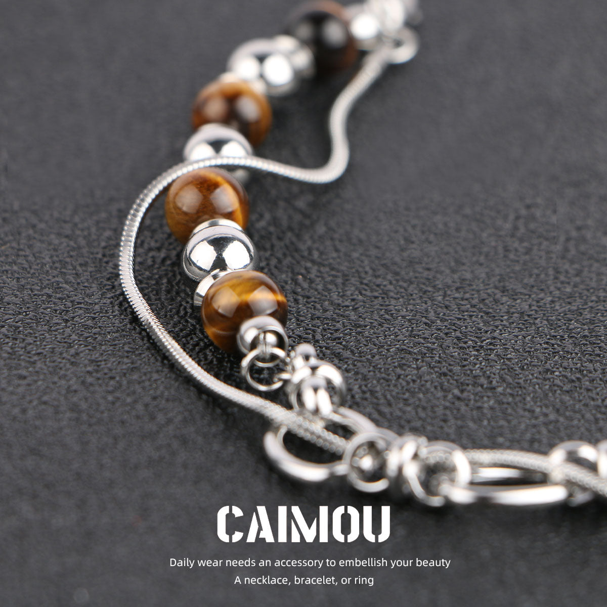 Yellow Tiger Eye Bead Double Layer Bracelet