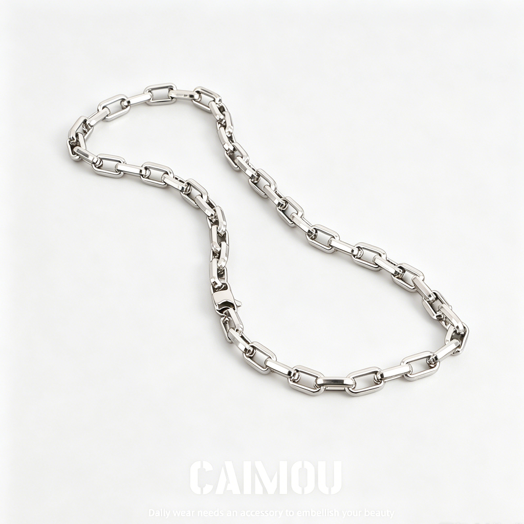 Rectangle Link Thick Chain Necklace