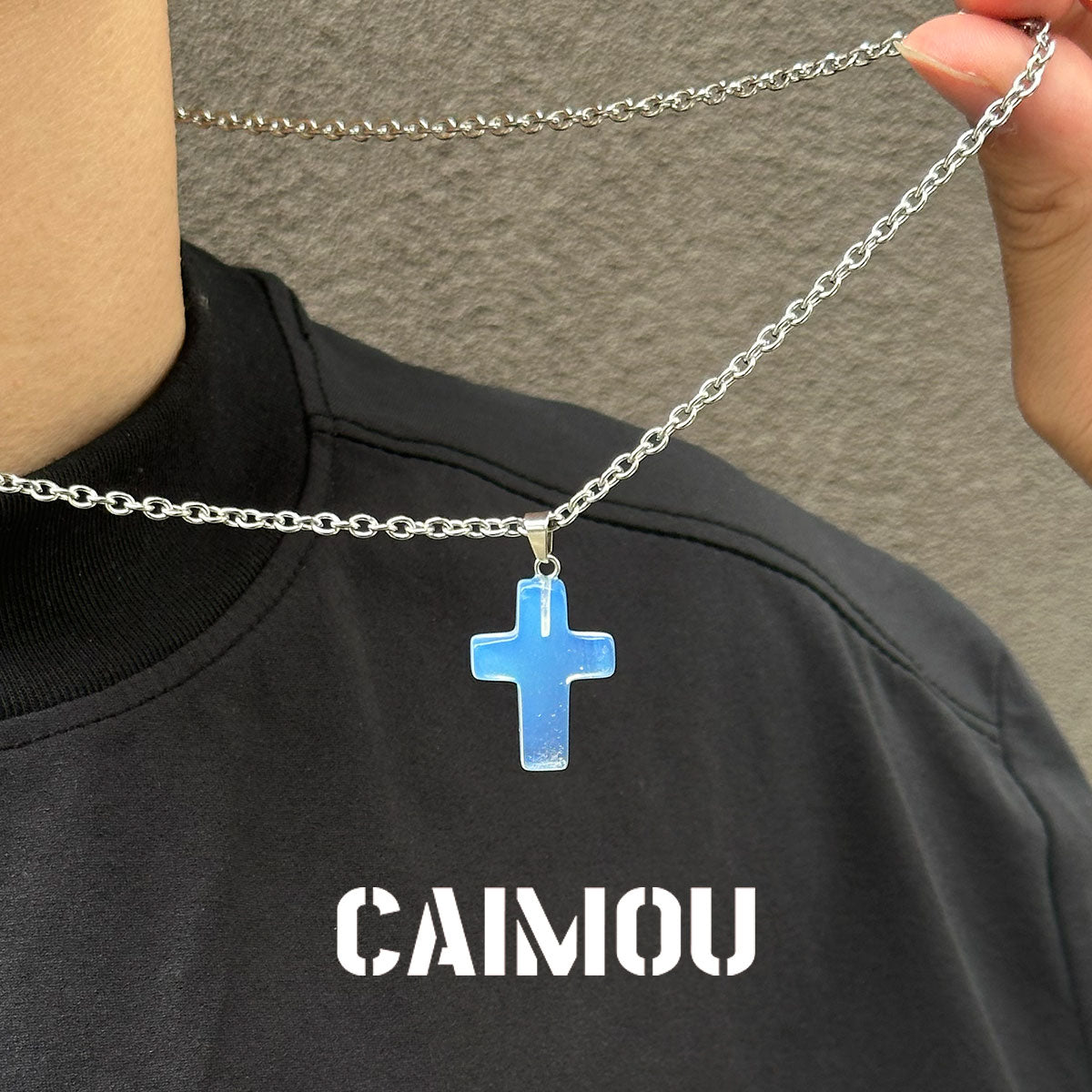 Stone Cross Pendant Necklace