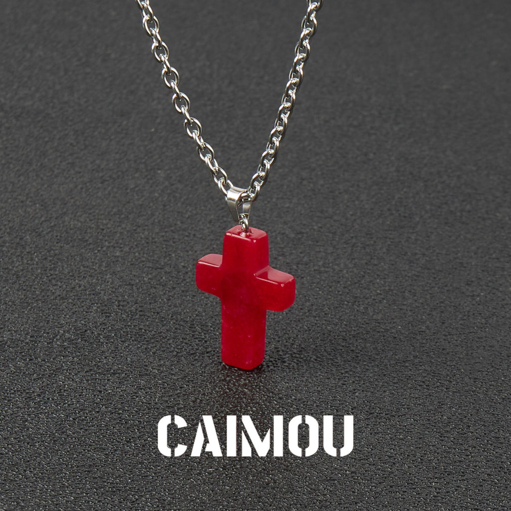 Stone Cross Pendant Necklace