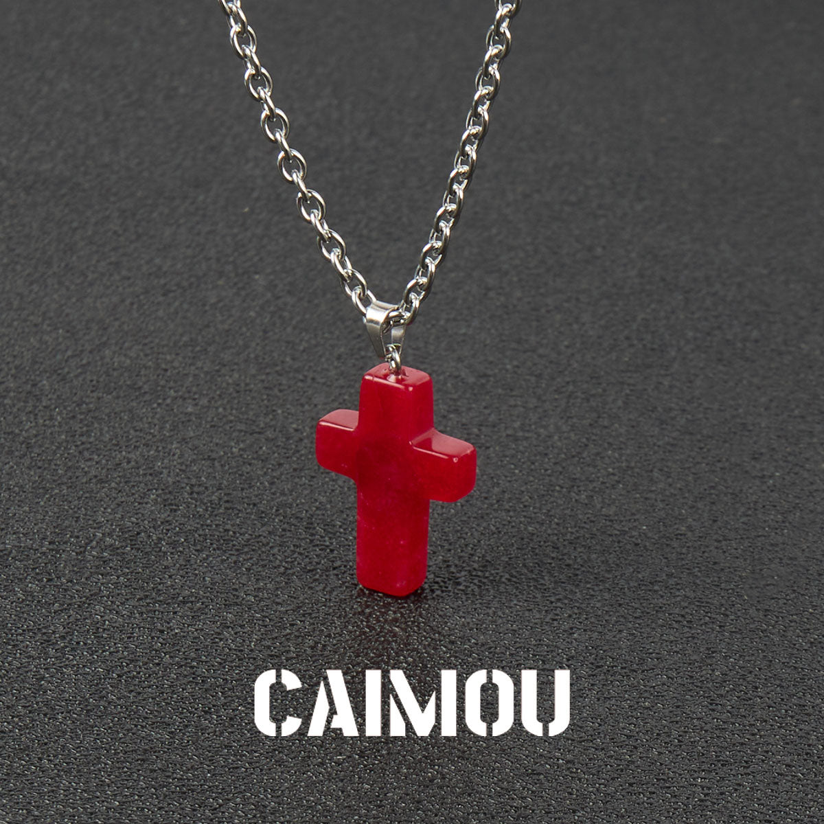 Stone Cross Pendant Necklace