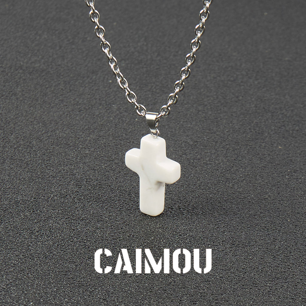 Stone Cross Pendant Necklace