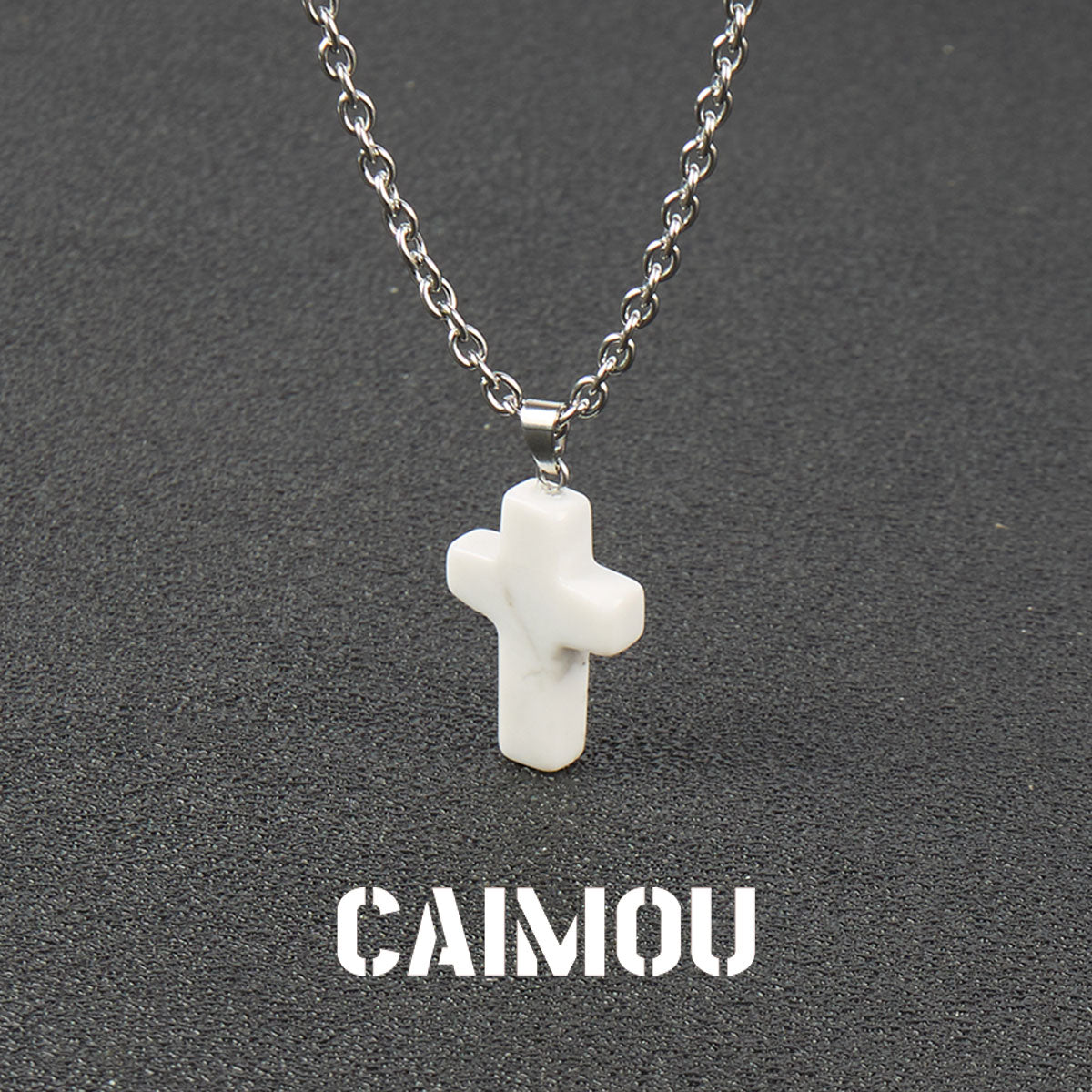 Stone Cross Pendant Necklace