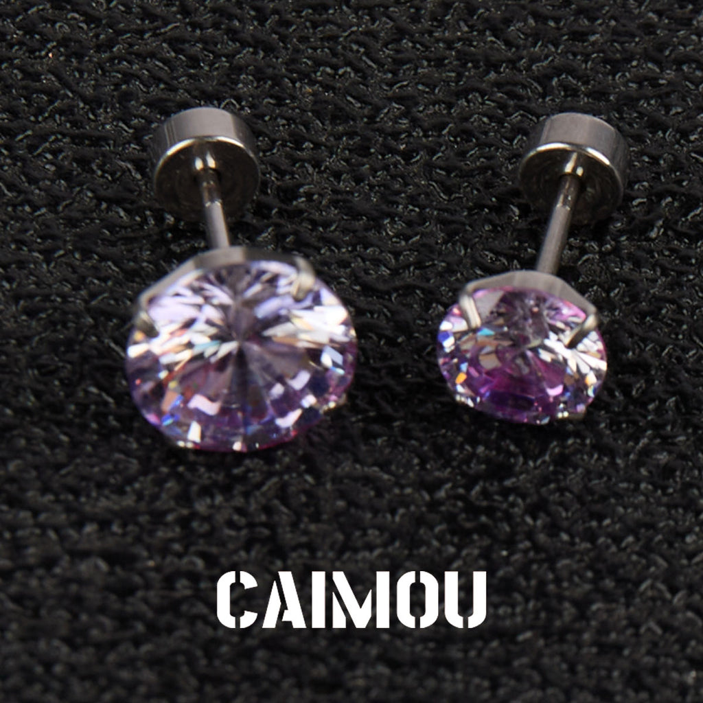 Color Plated Eight Arrows Round Zircon Stud Earrings