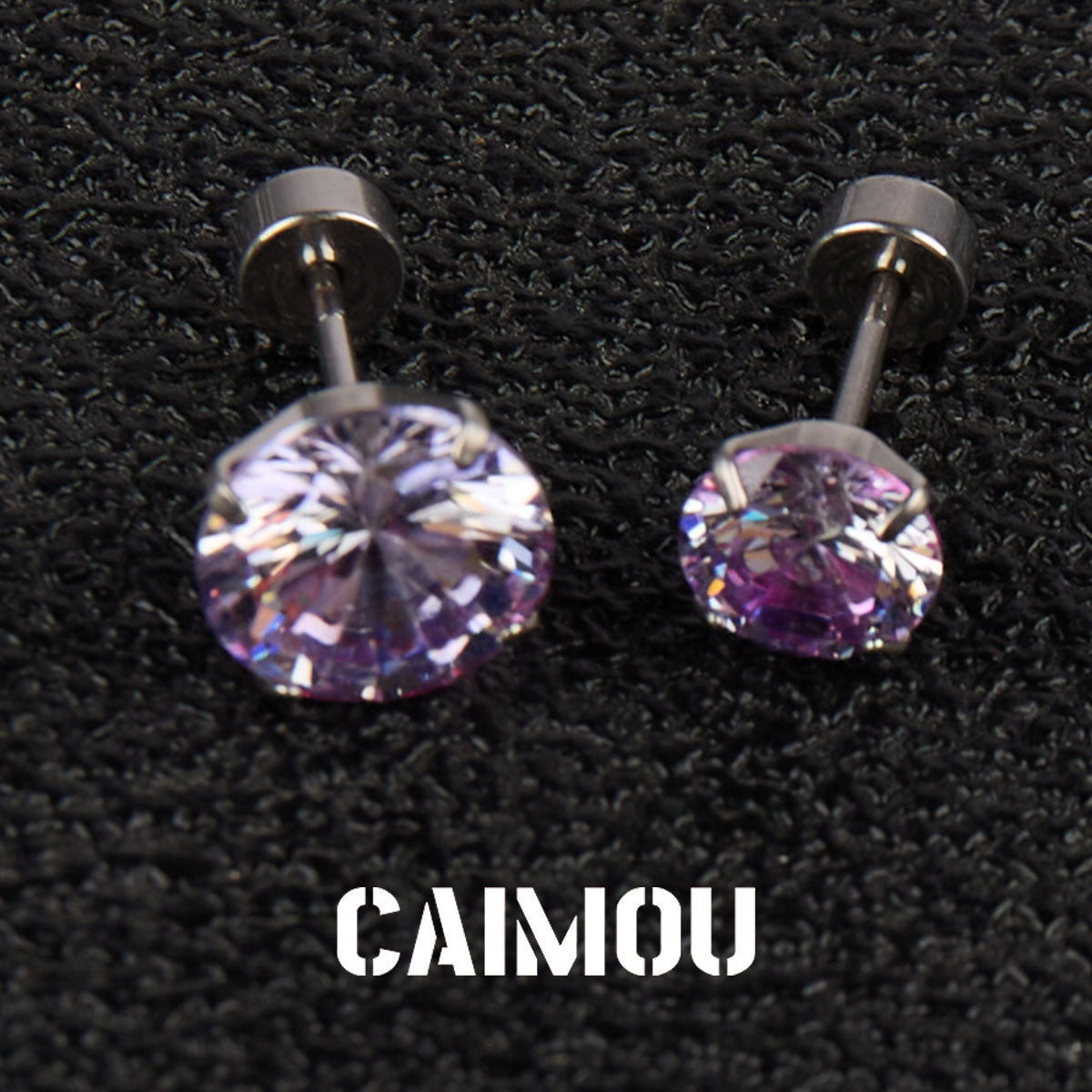 Color Plated Eight Arrows Round Zircon Stud Earrings