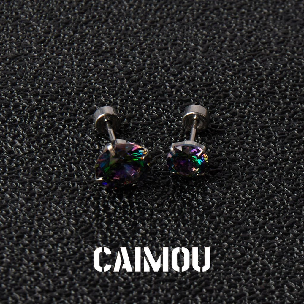 8 Hearts & 8 Arrows Round Zircon Stud Earrings
