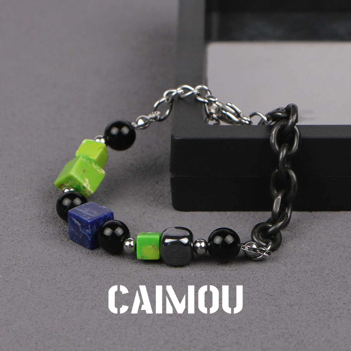 Colorful square black pearl bracelet