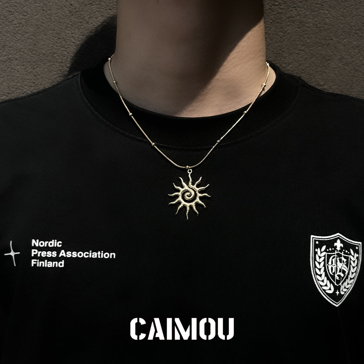 Golden Spiral Sun Pendant Necklace