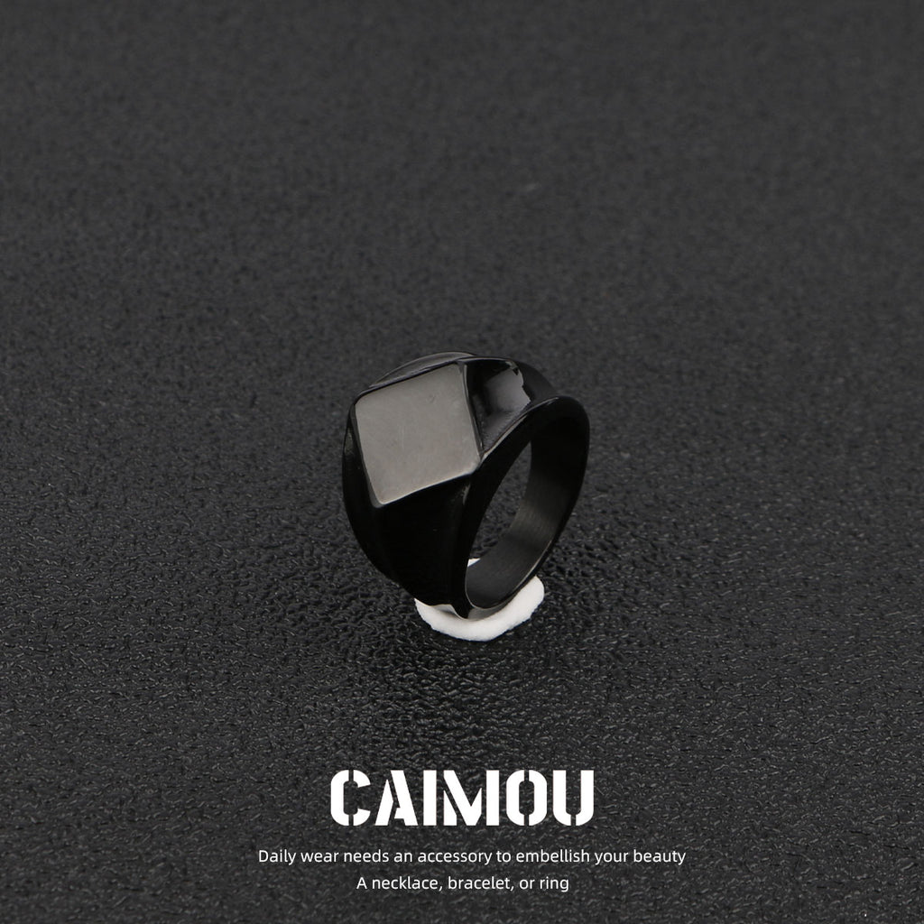 Black Titanium Steel Signet Rings (Multi Styles)