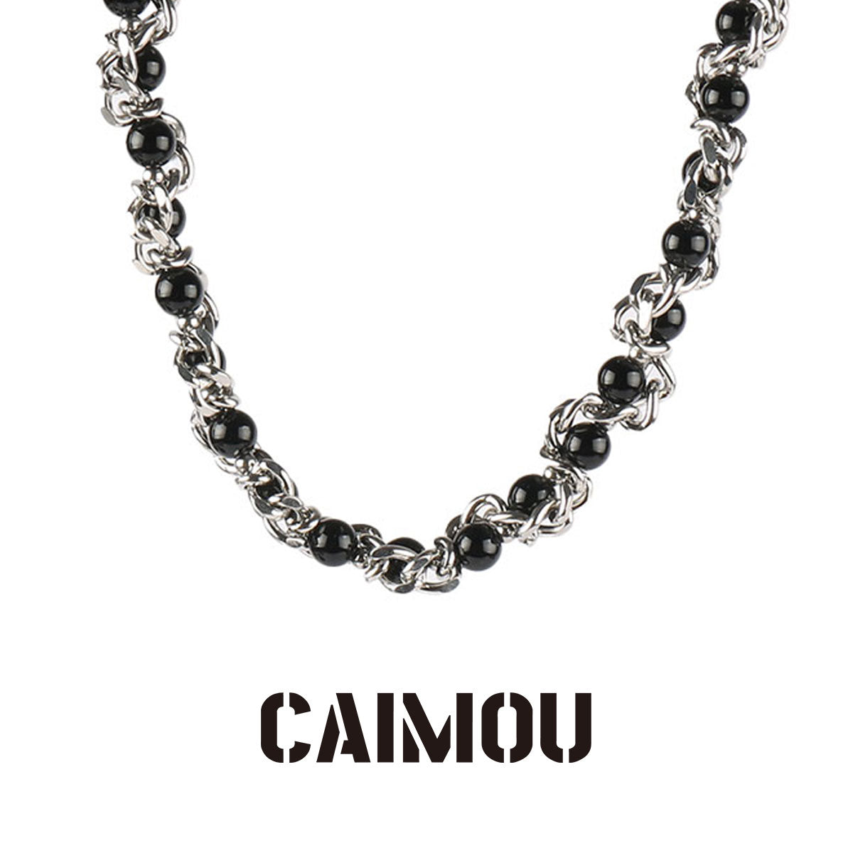 Heavy Woven Black Bead Cuban Necklace