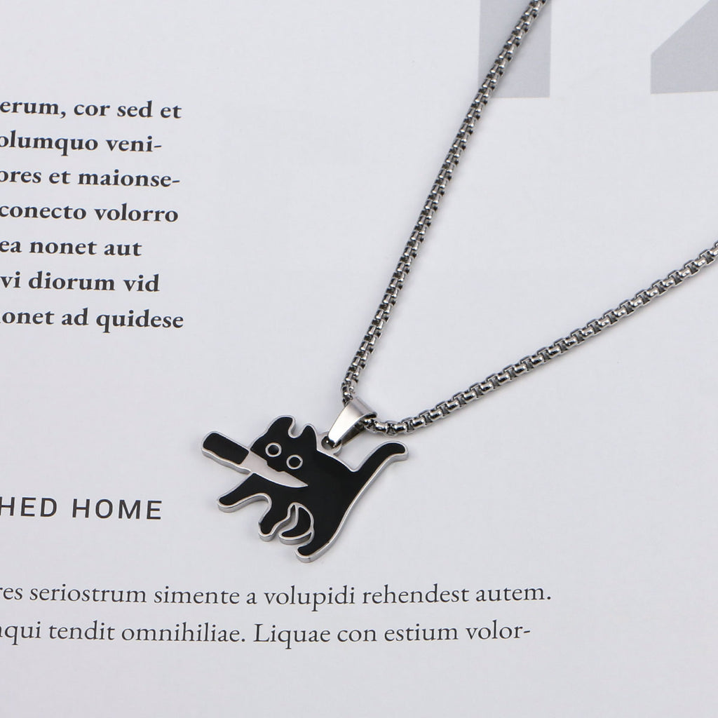 Knife Cat Pendant Necklace