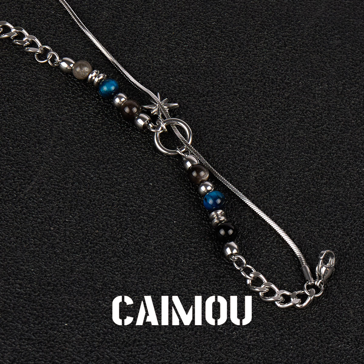 Octagram Blue Stone Beaded Bracelet