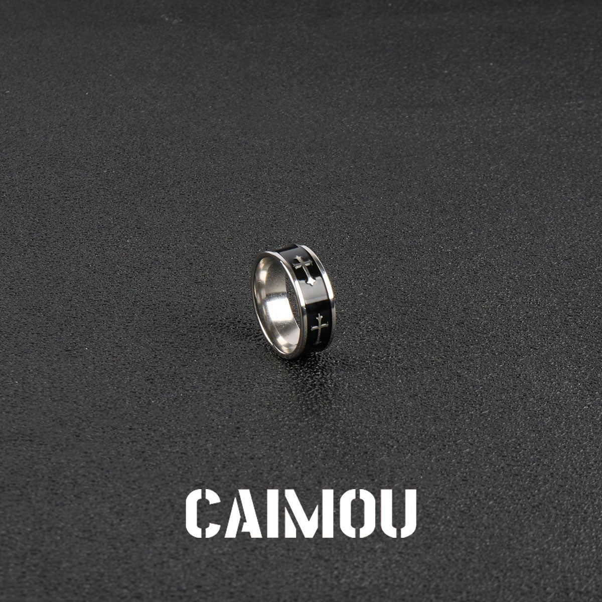 Black Cross Stainless Steel Band Ring
