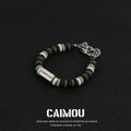 Dark Green Volcanic Stone Beaded Bracelet