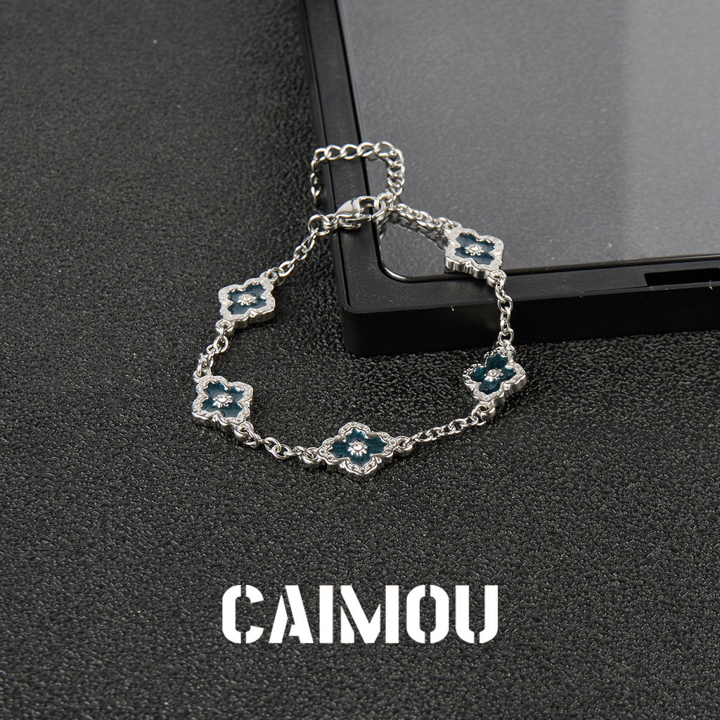 Stainless Steel Cross Flower Bracelet