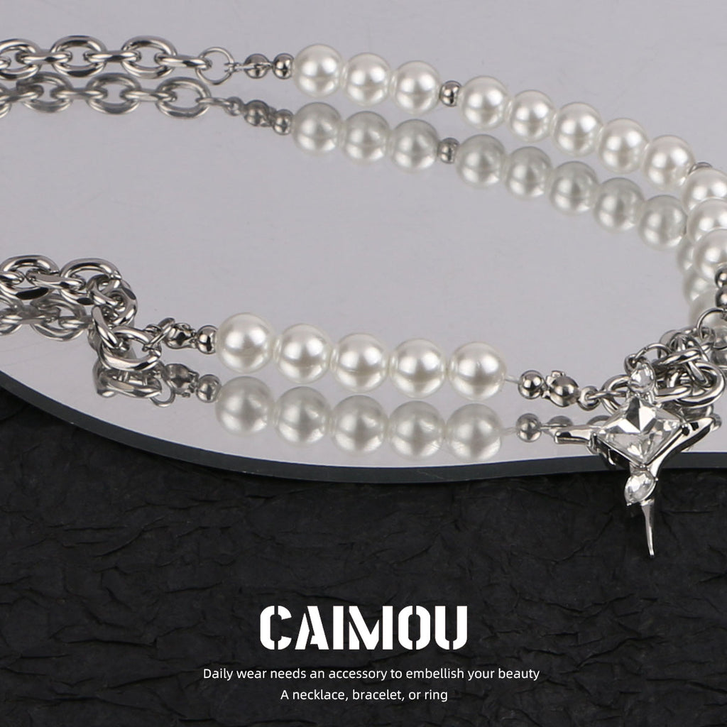 Star Zircon Pearl Spliced Necklace