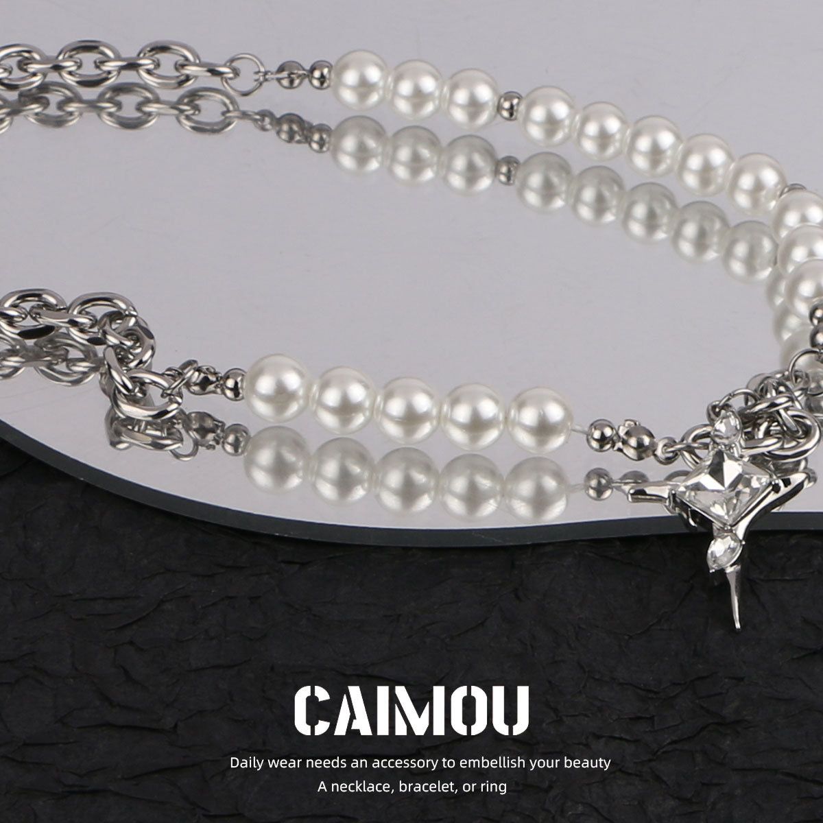 Star Zircon Pearl Spliced Necklace
