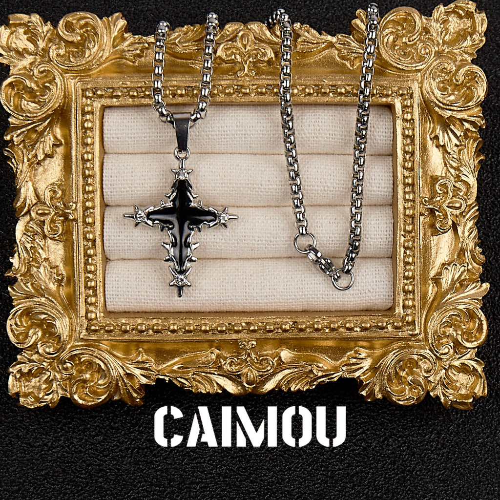 Black Icon Cross Necklace