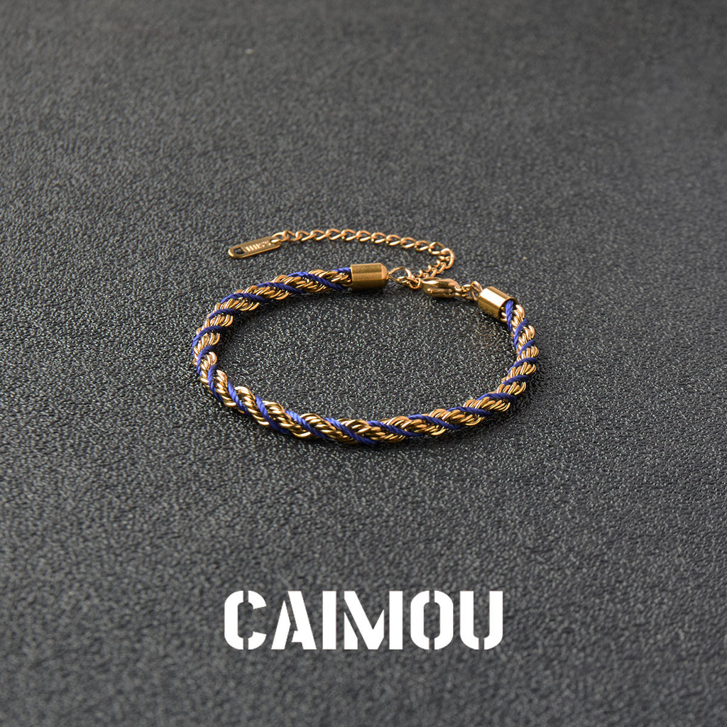 Stainless Steel Slim Twisted Rope Bracelet