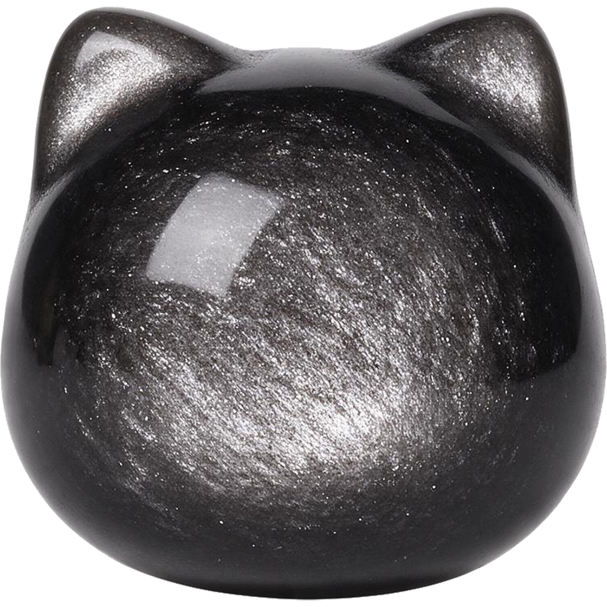 Silver Obsidian Cat Beads