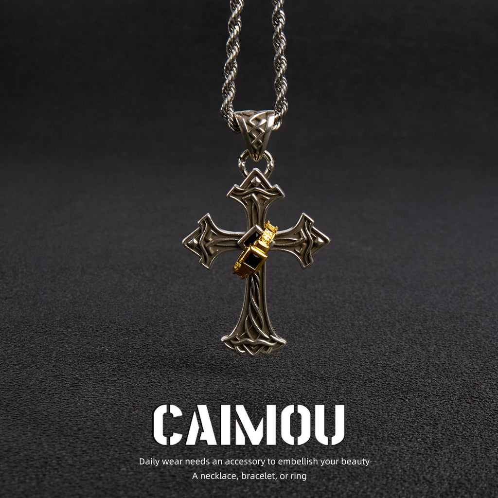 ✝️✨Gold single-ring cross necklace