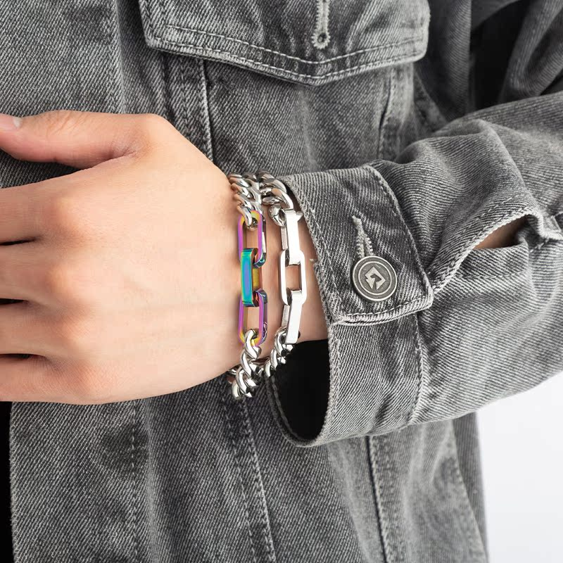 Color Block Cuban Link Bracelet